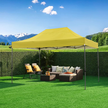 COBIZI 10x15ft Pop up Canopy,Easy up Heavy Duty Canopy with 4 Removable Sidewalls,All Weather Sunshade 100% Waterproof Outdoor Canopy Tents,Yellow
