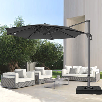 COBIZI 10ft Offset Hanging Market Patio Umbrella with Easy Tilt Adjustment, Outdoor Cantilever Round Umbrella Aluminum Umbrella with 360-degree Rotation for Garden Deck Pool Patio, Grey