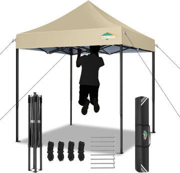 COBIZI Falpavillon 2x2m Wasserdicht Stabil Winterfest Pop Up Pavillon, Ez auf Outdoor Faltbar Gartenzelt, Partyzelt Faltzelt, Einstellbare Höhen, Gelb