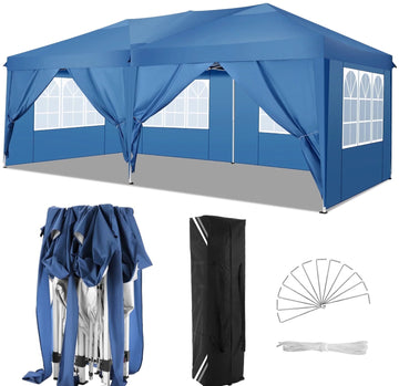 COBIZI1 0x20 Pop Up Canopy Tent, 10X20 Canopy with 6 Removable Sidewalls, Easy Up Party Tent for Outdoor Events, Portable Instant Shelter Gazebo, Outdoor Canopy with Carry Bag, White