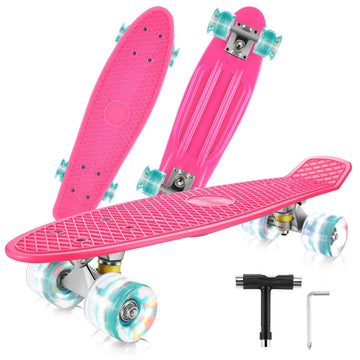 Caroma 22 Inch LED Flashing Wheels Retro Complete Cruiser Skateboard